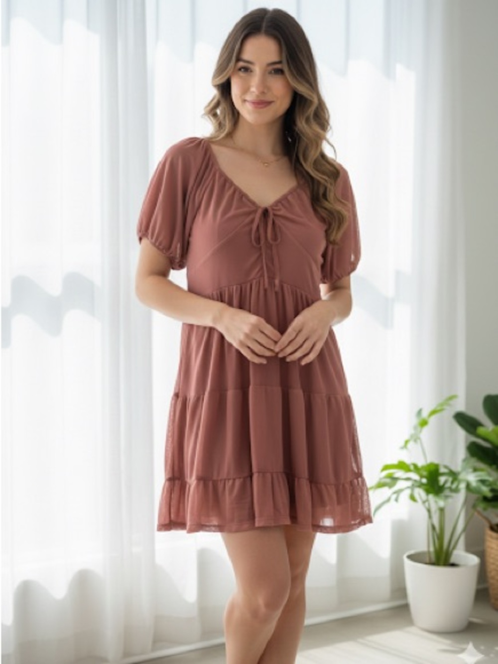 Tinsel dress in Dusty Rose size L